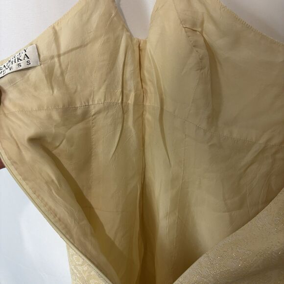 Vintage Badgley Mischka 90's Y2K Cocktail Dress Cream White Gold Brocade Size 6 - Picture 10 of 10